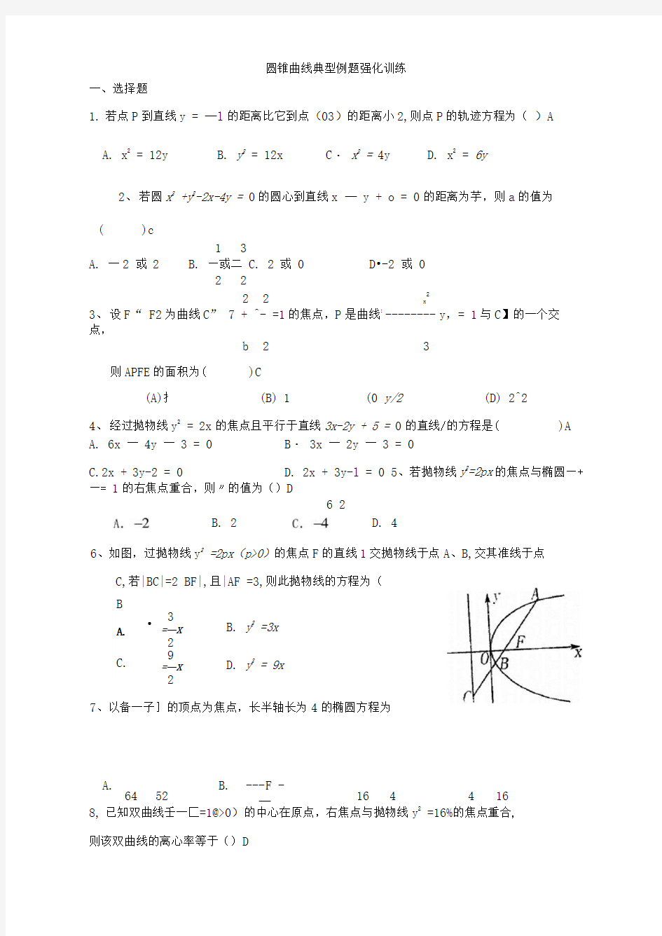 圆锥曲线典型例题