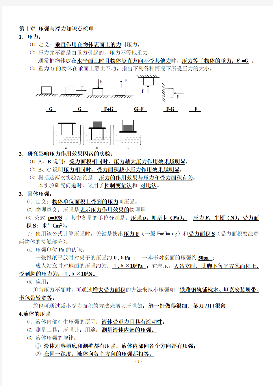 第十章-压强与浮力知识点梳理 (1)