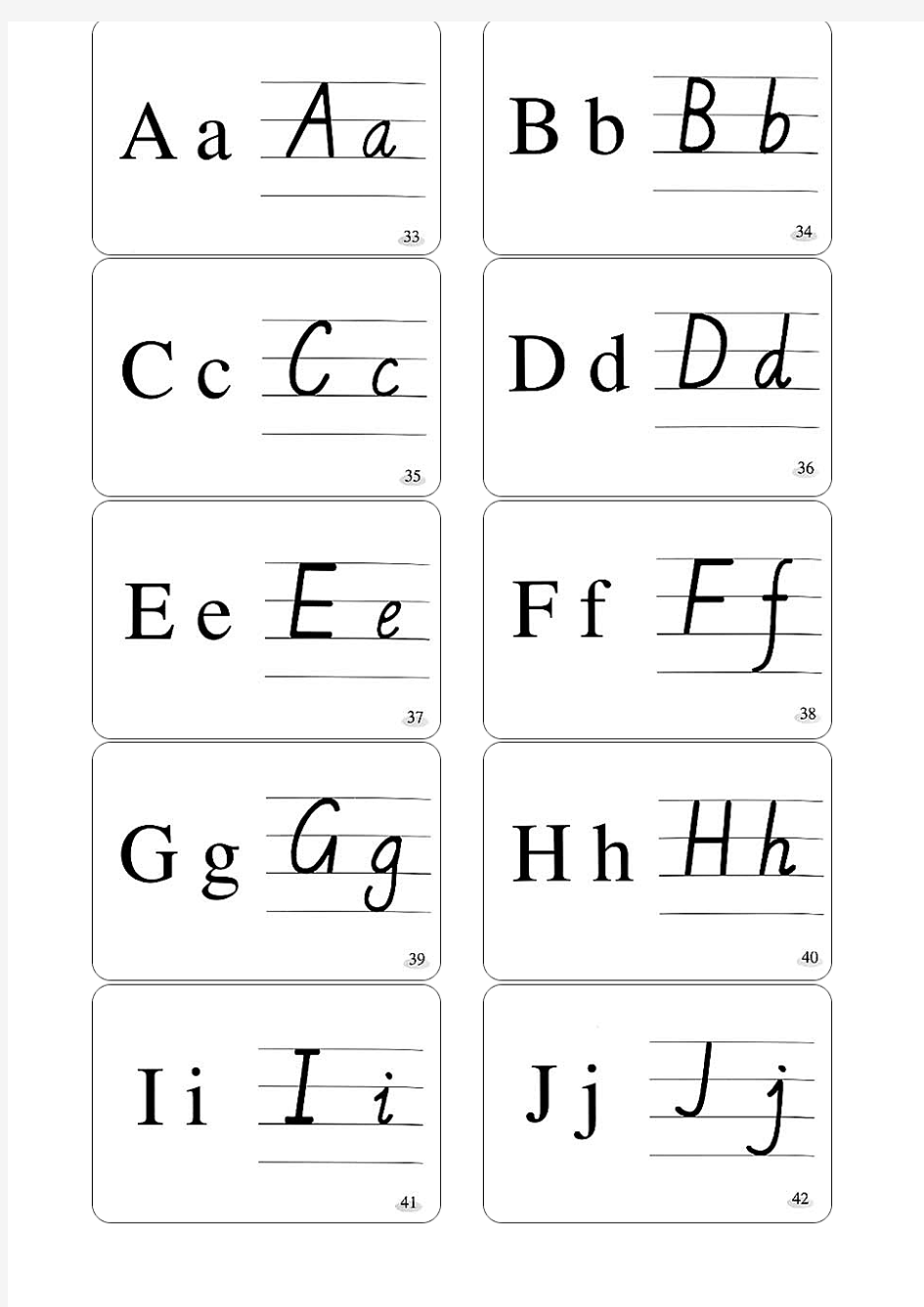 26个英文字母手写体---四线三格版本