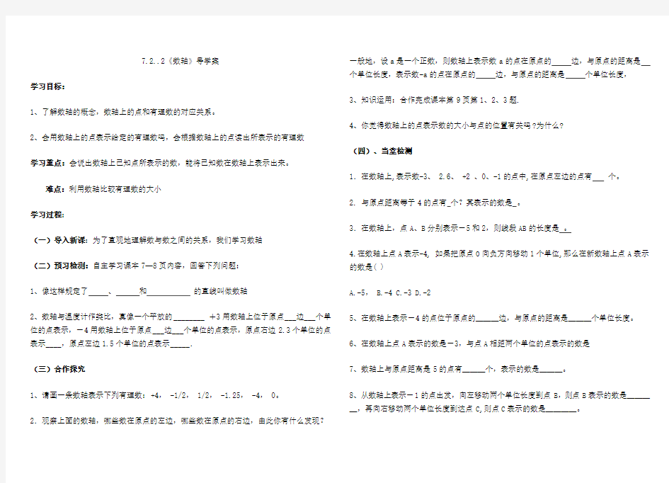 王杨 7.2.2数轴