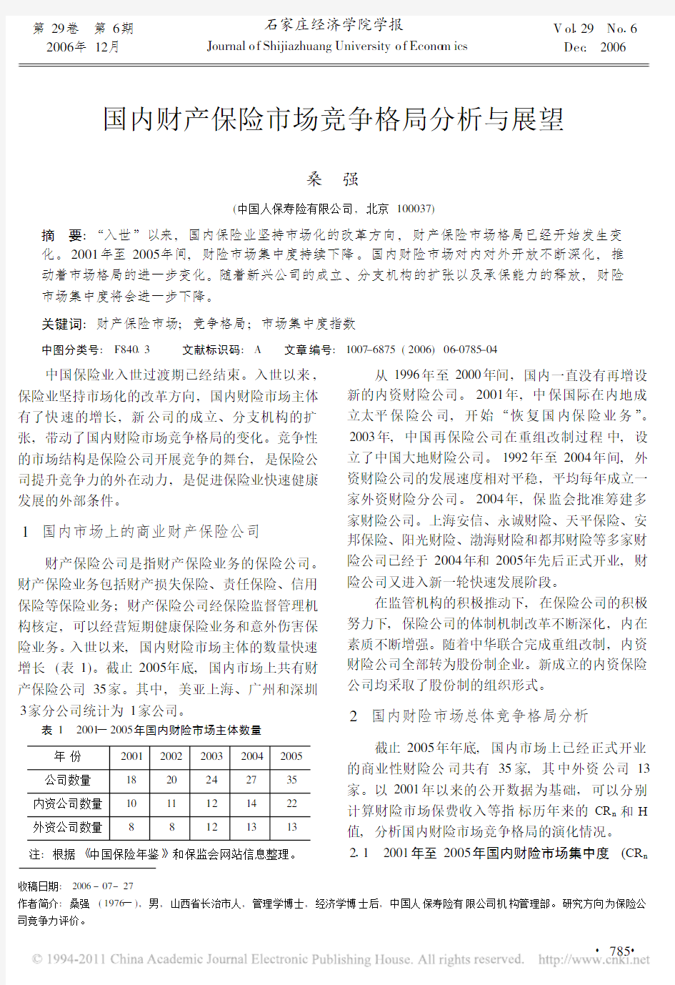 国内财产保险市场竞争格局分析与展望