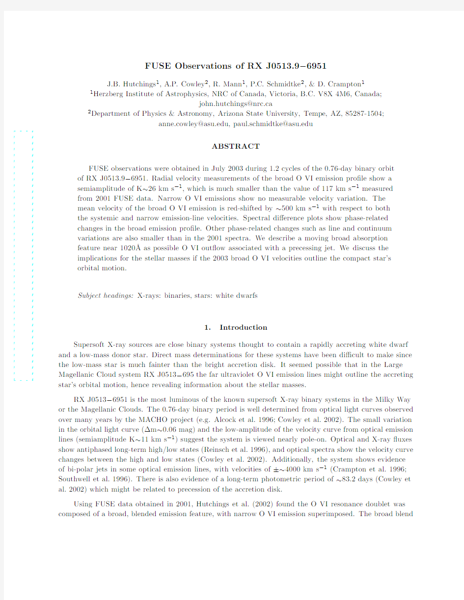 FUSE Observations of RX J0513.9-6951