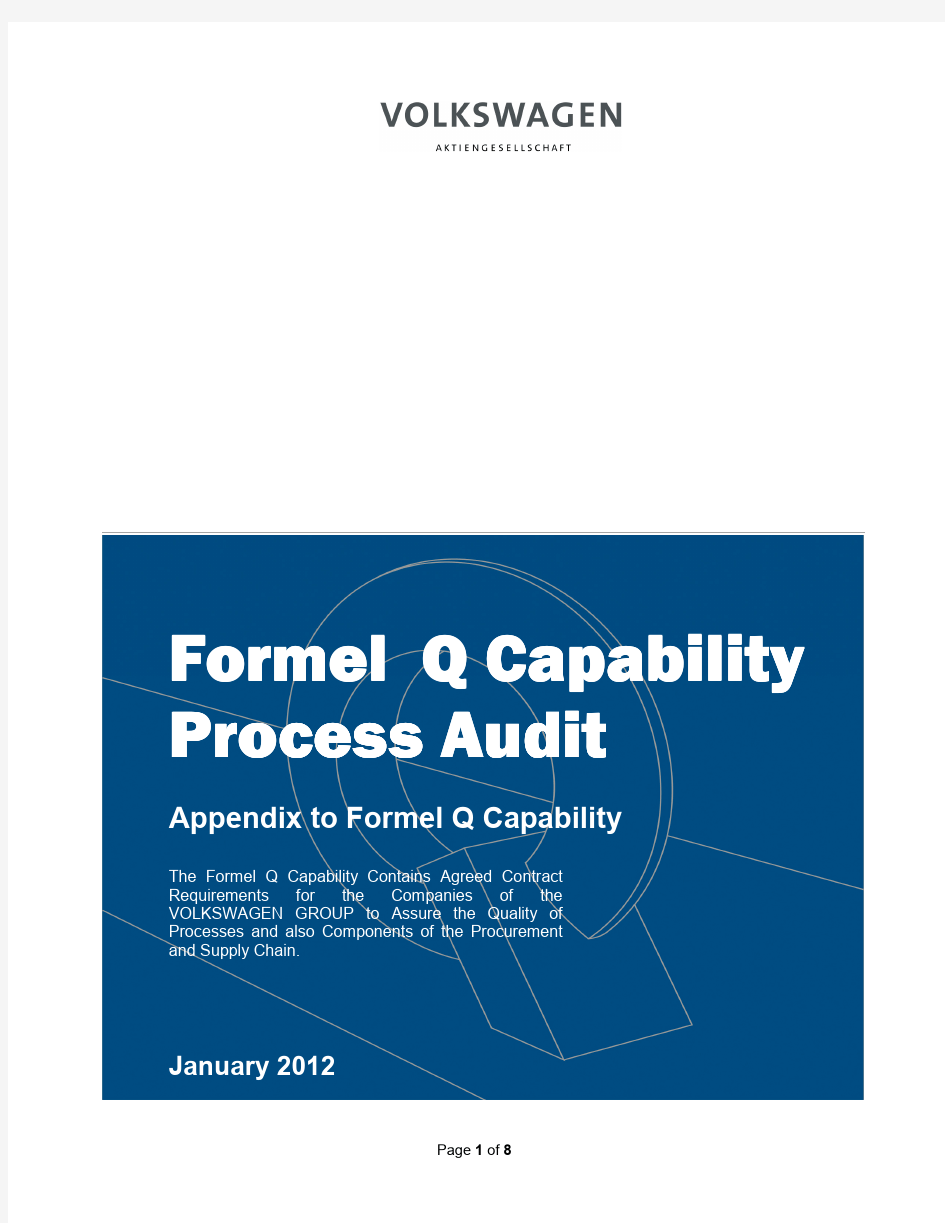 VW Formel Q process audit-Jan 2012