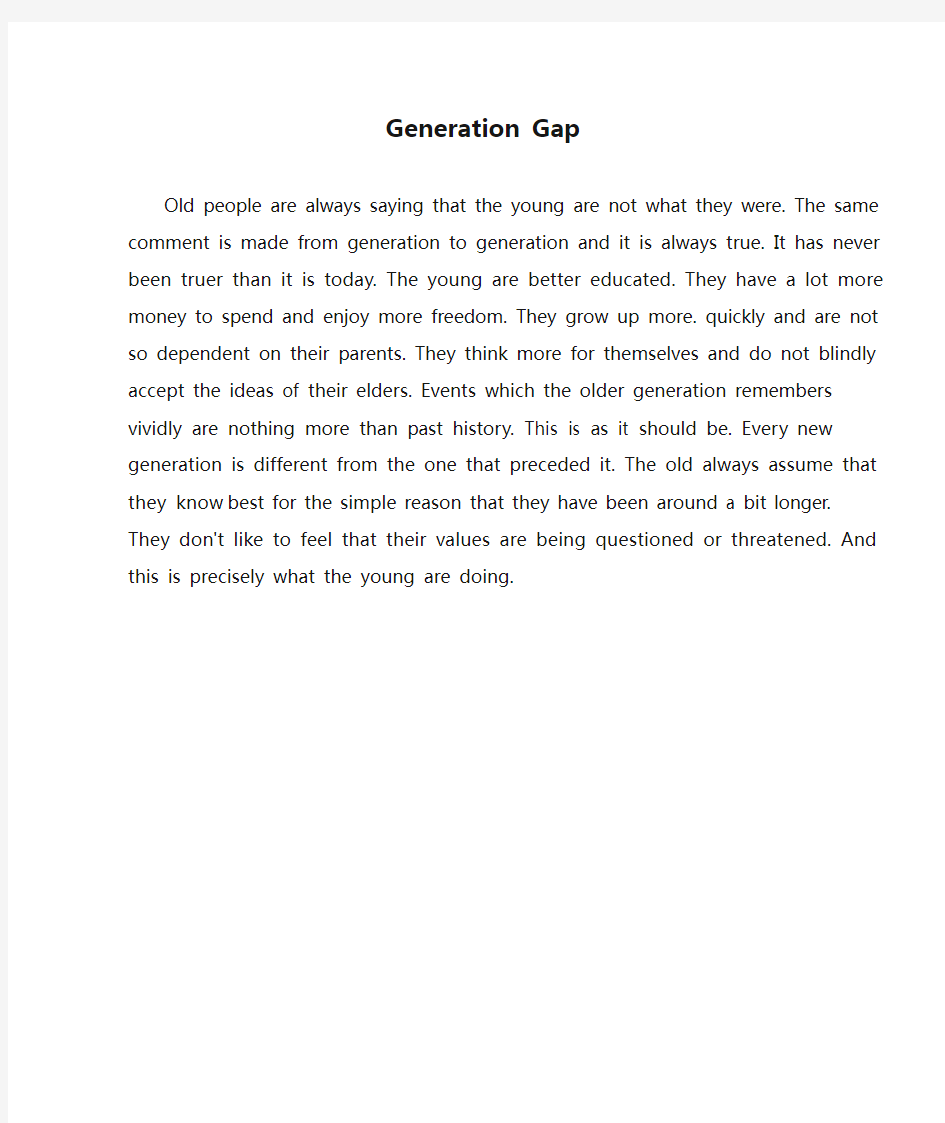 Generation Gap 专四dictation