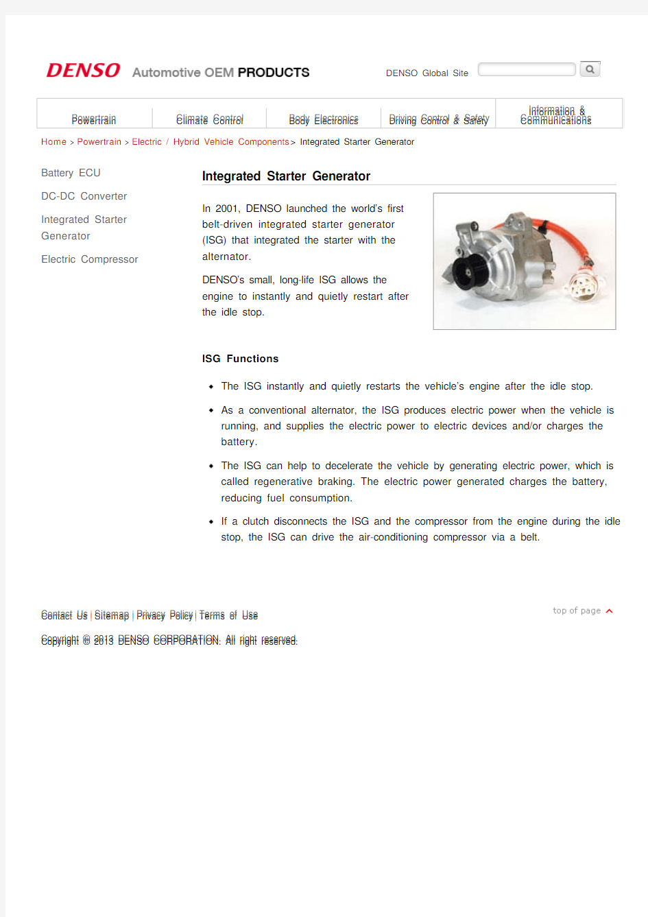 Integrated Starter Generator _ Denso Global Products