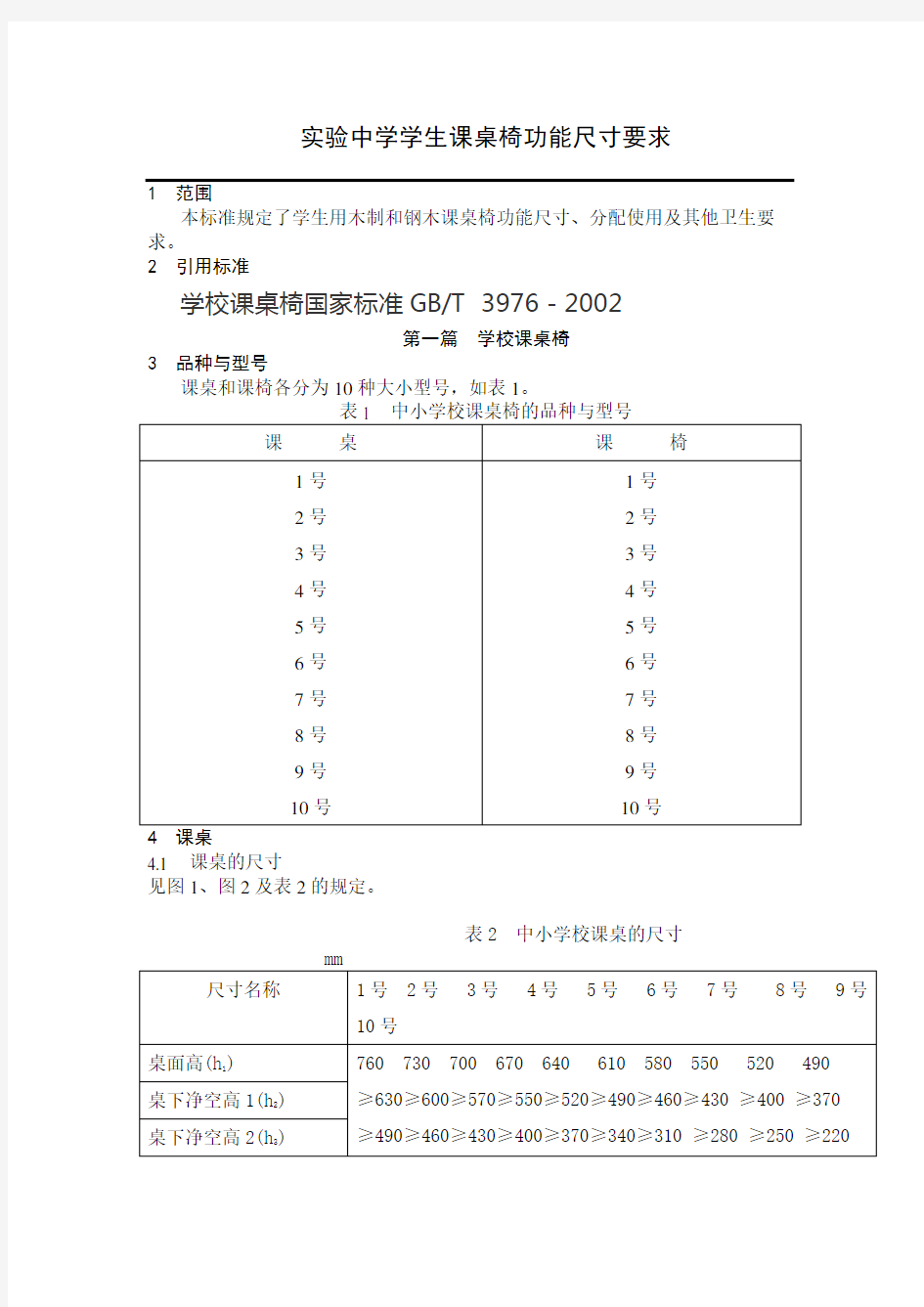 (完整版)实验中学课桌椅的要求