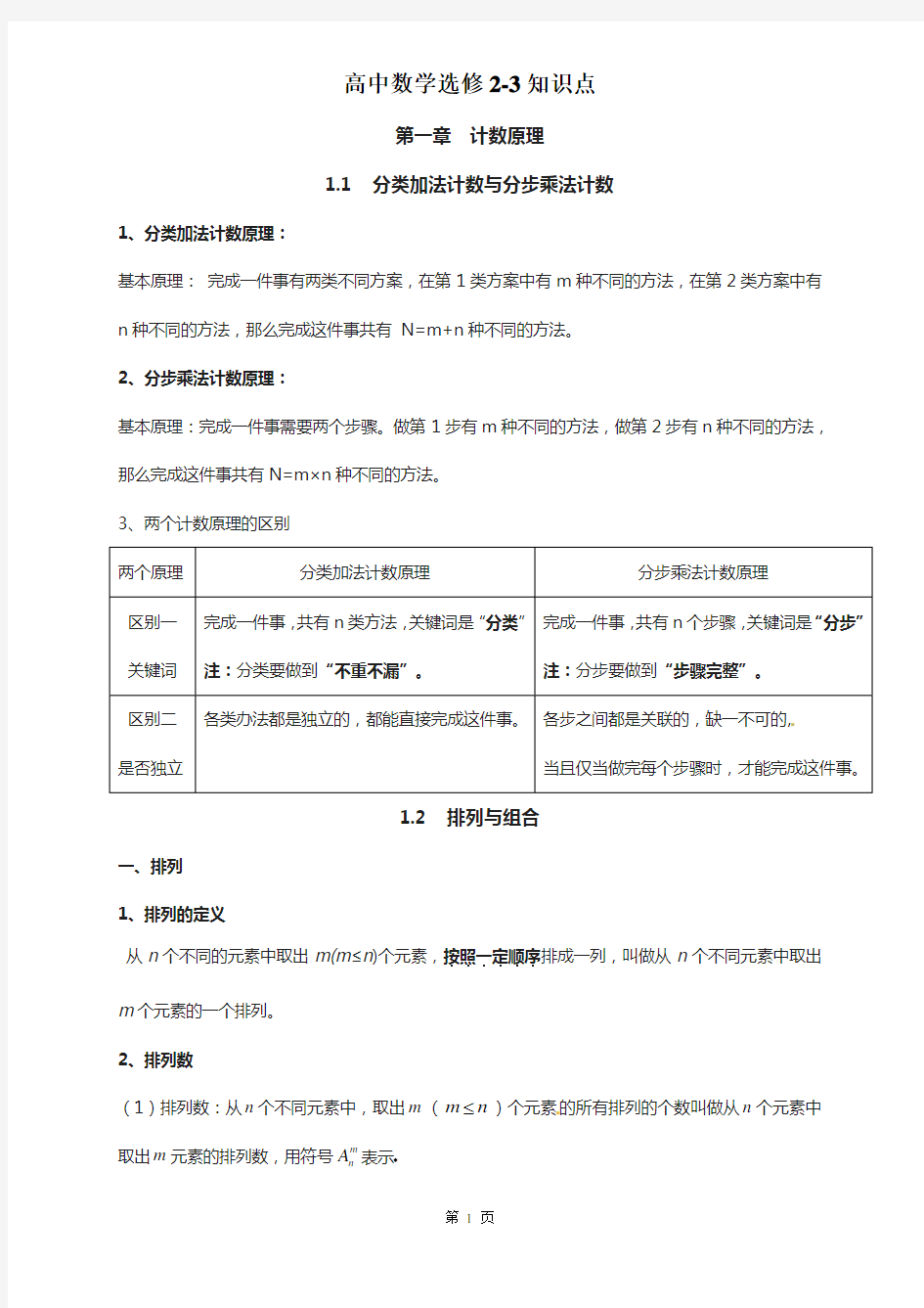 数学选修2-3知识点-肖