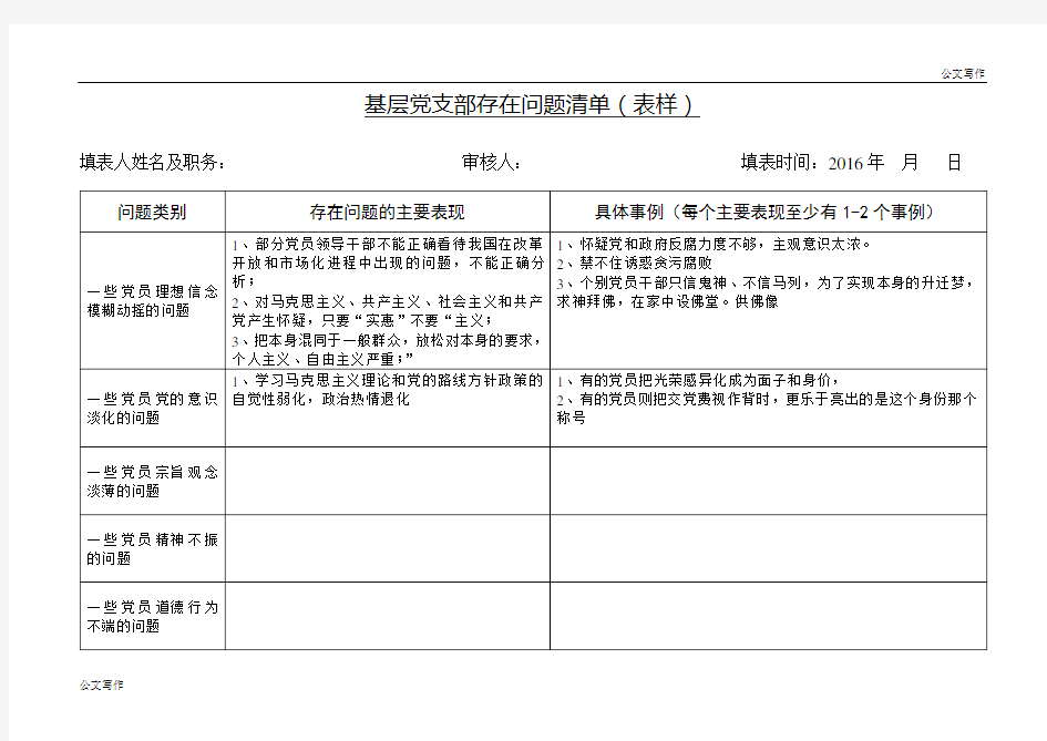 基层各党支部存在问题及整改落实清单.doc