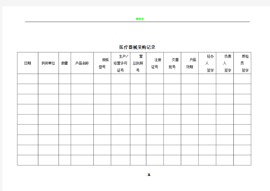 医疗器械采购记录表格