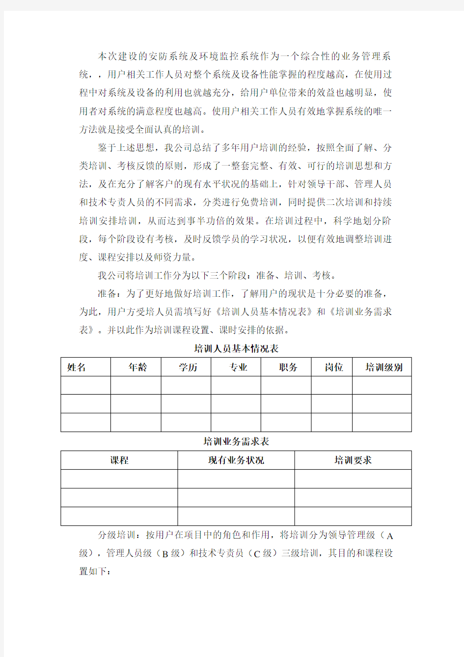 项目培训方案