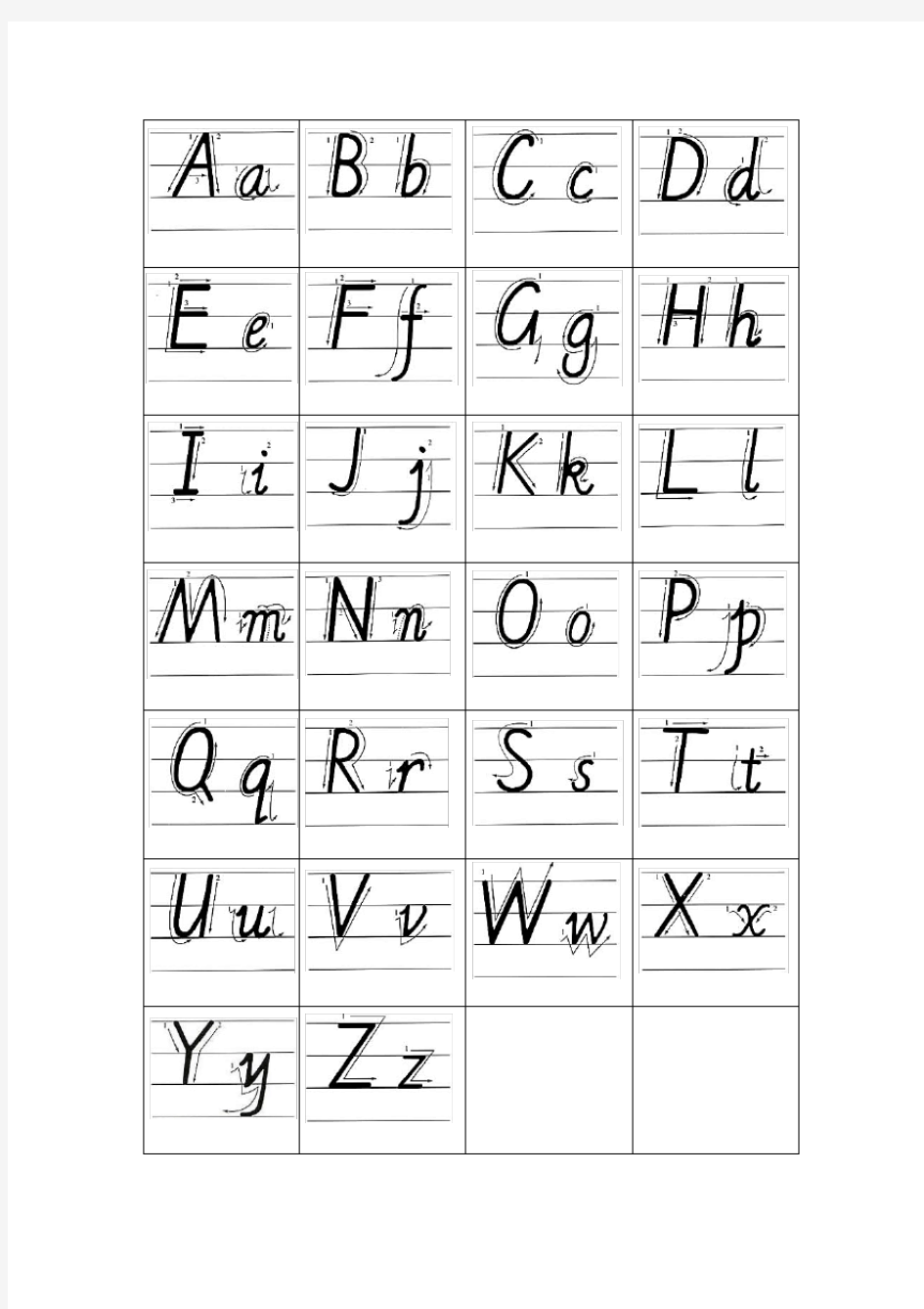 (完整)小学生26个英文字母书写标准
