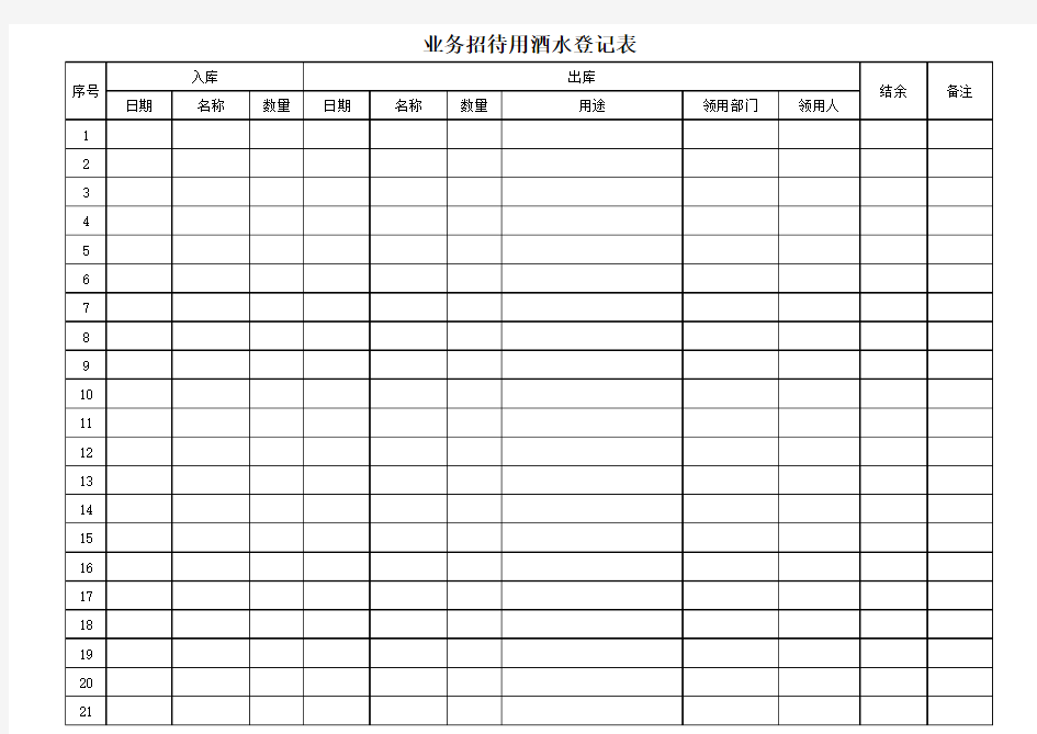 烟酒领取登记表