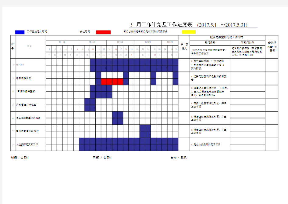 月工作计划及工作进度表模板.docx