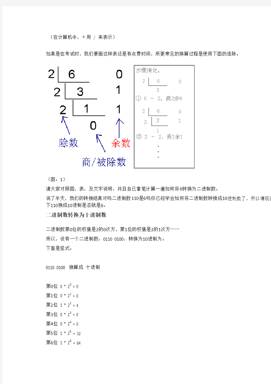 二进制与十进制的计算公式