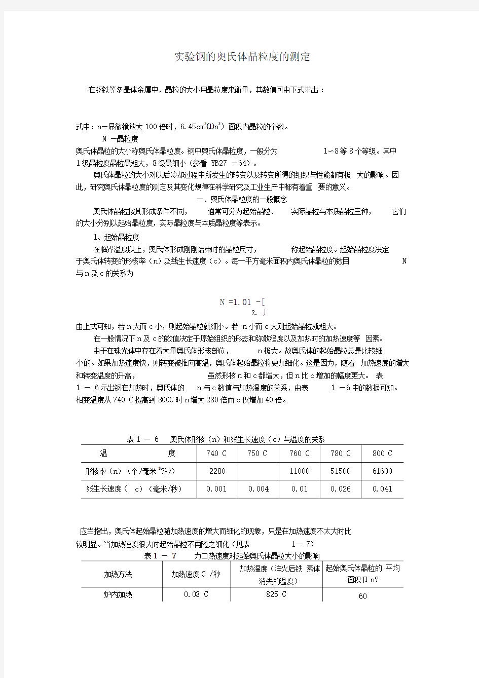 奥氏体晶粒度测定