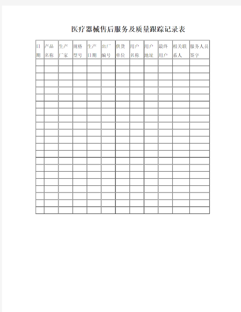 医疗器械售后服务及质量跟踪记录表
