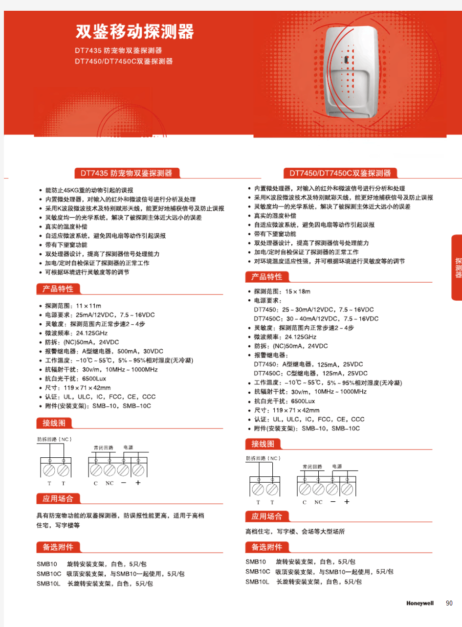 DT7450霍尼韦尔DT7450双鉴移动探测器产品资料