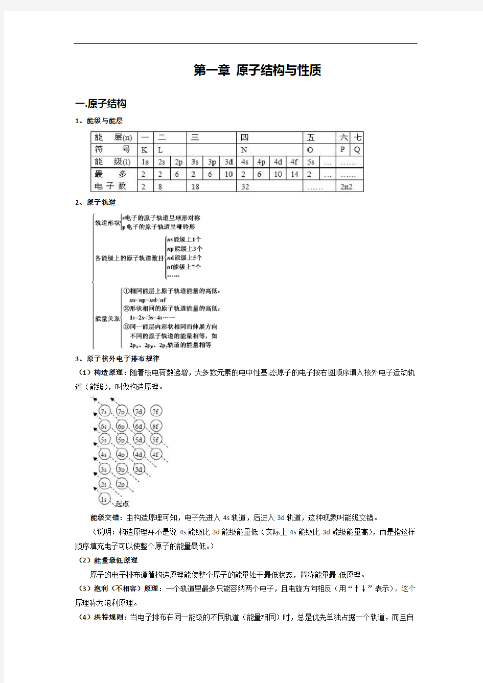 化学选修三第一章《原子结构与性质》知识点及全套练习题(含答案解析)