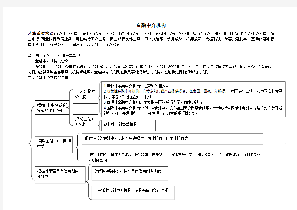 金融中介机构总结以及发展趋势