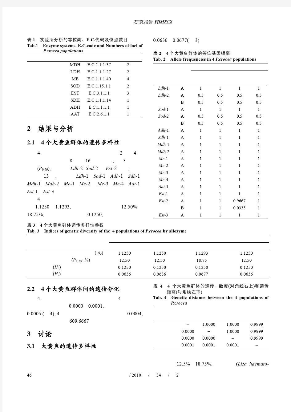 大黄鱼野生与养殖群体遗传结构的比较研究