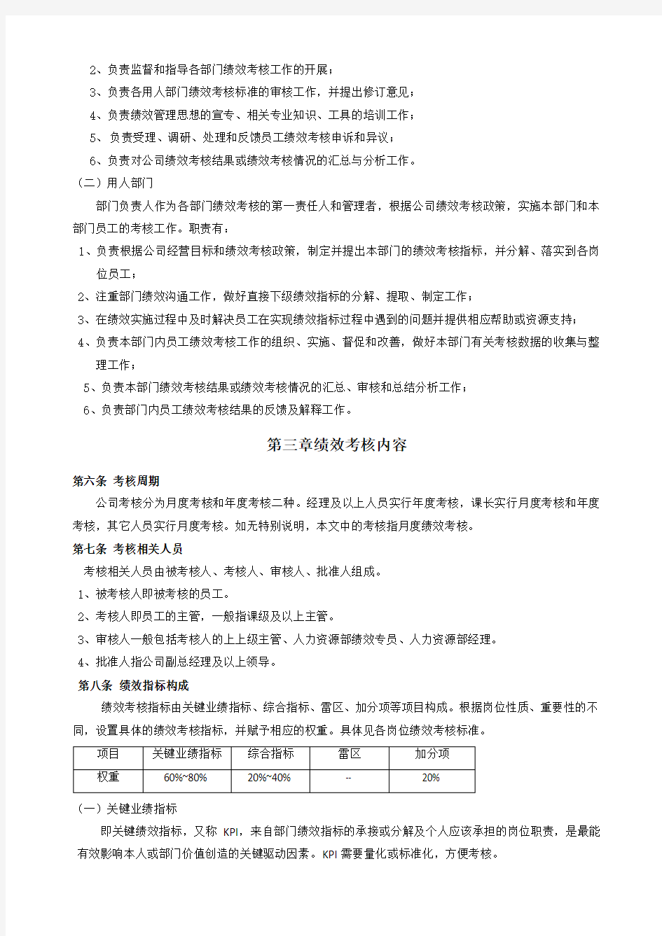 某公司绩效考核管理制度