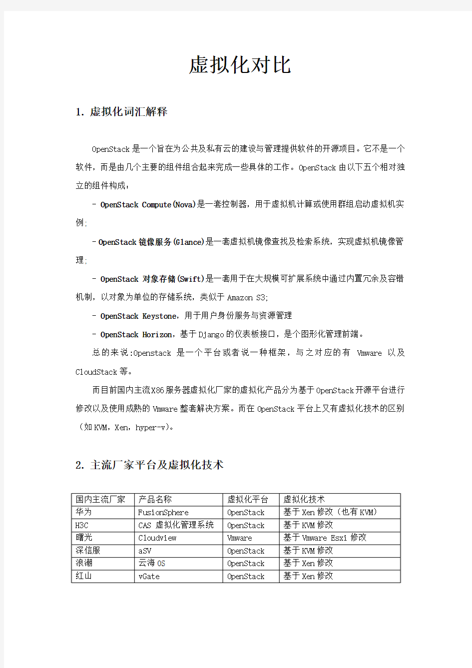 虚拟化技术对比