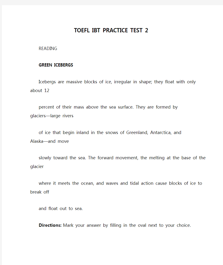 TOEFL IBT PRACTICE TEST 2.11