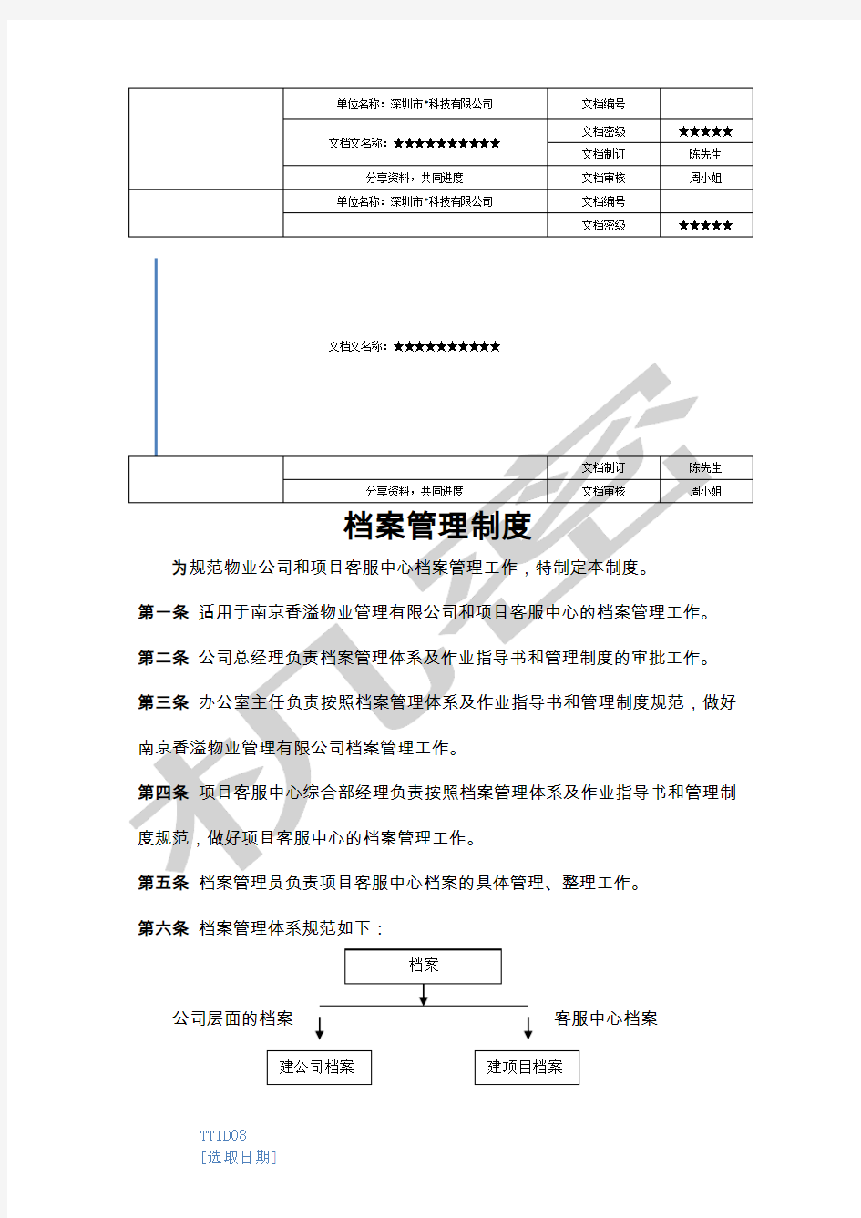 物业公司档案管理制度