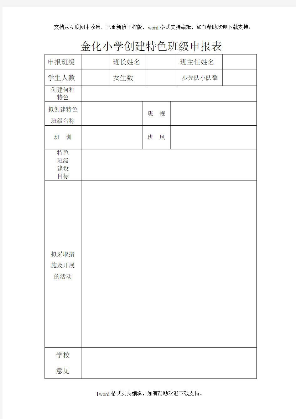 创建特色班级申报表(1)