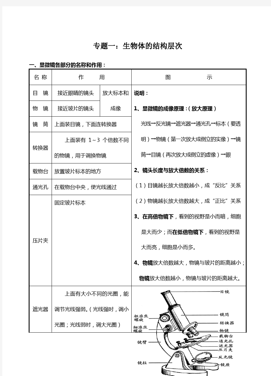 初中生物中考复习资料知识点归纳