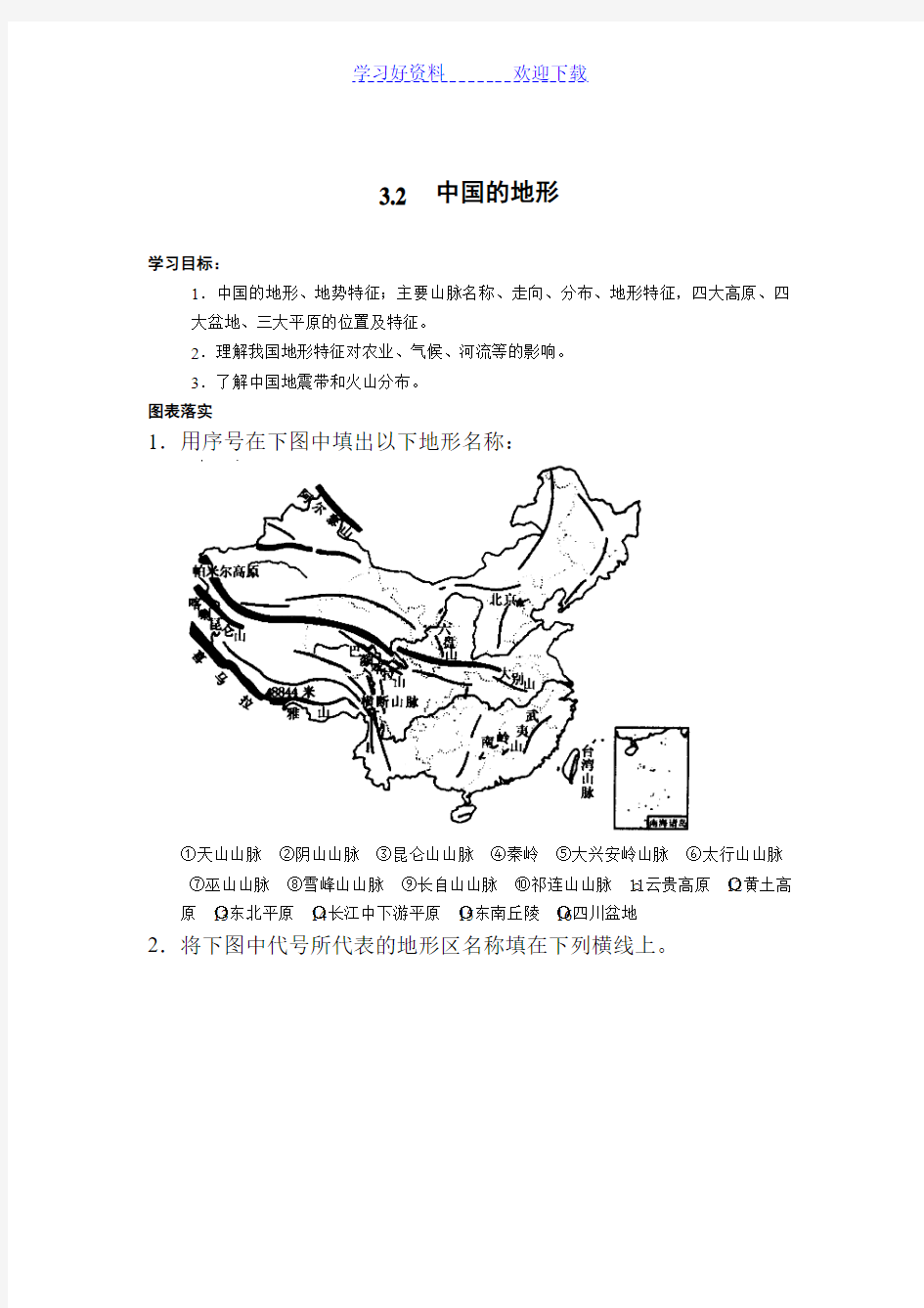 高考地理中国地理单元知识点复习 