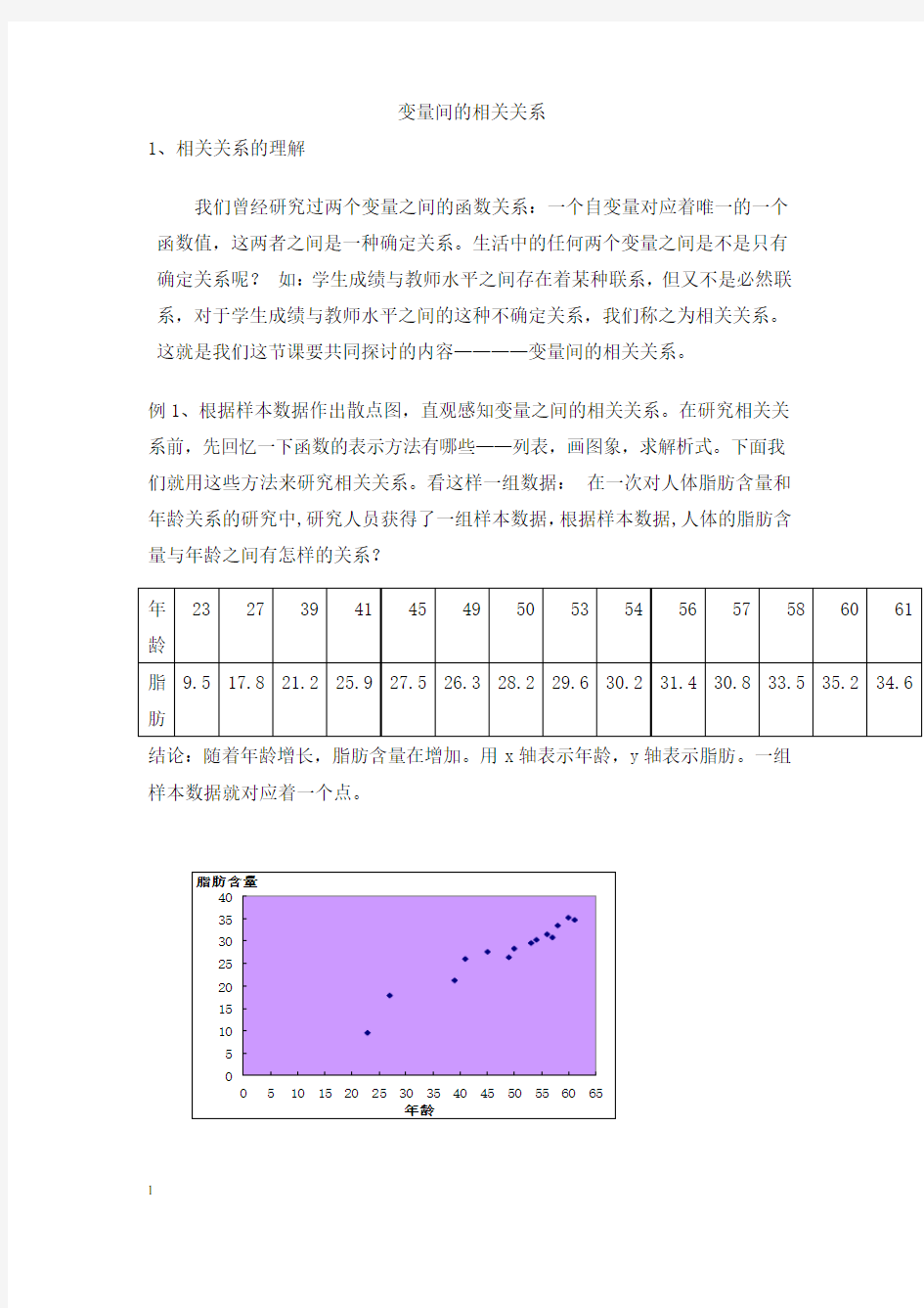 变量间的相关关系