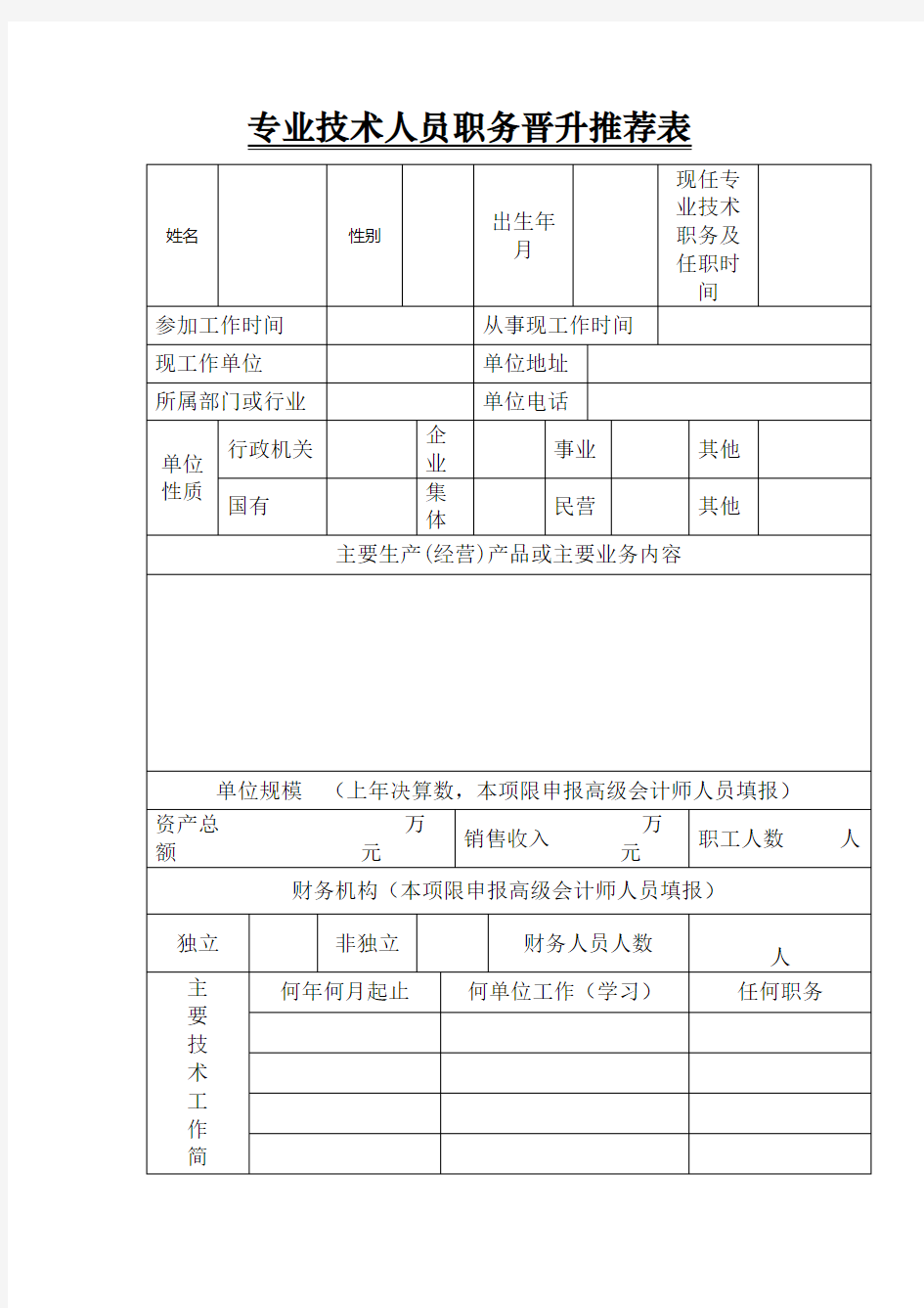 专业技术人员职务晋升推荐表[001]