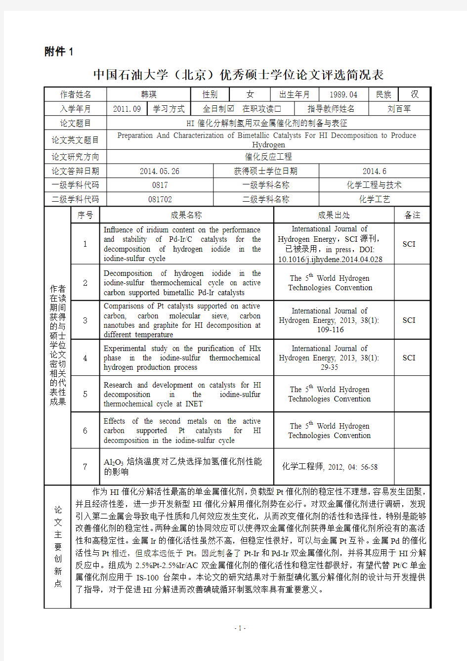 韩琪-中国石油大学北京