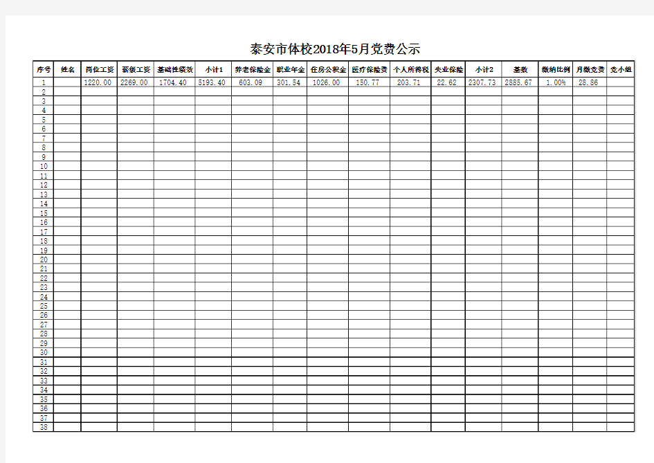 2018年党费计算模板(有公式)