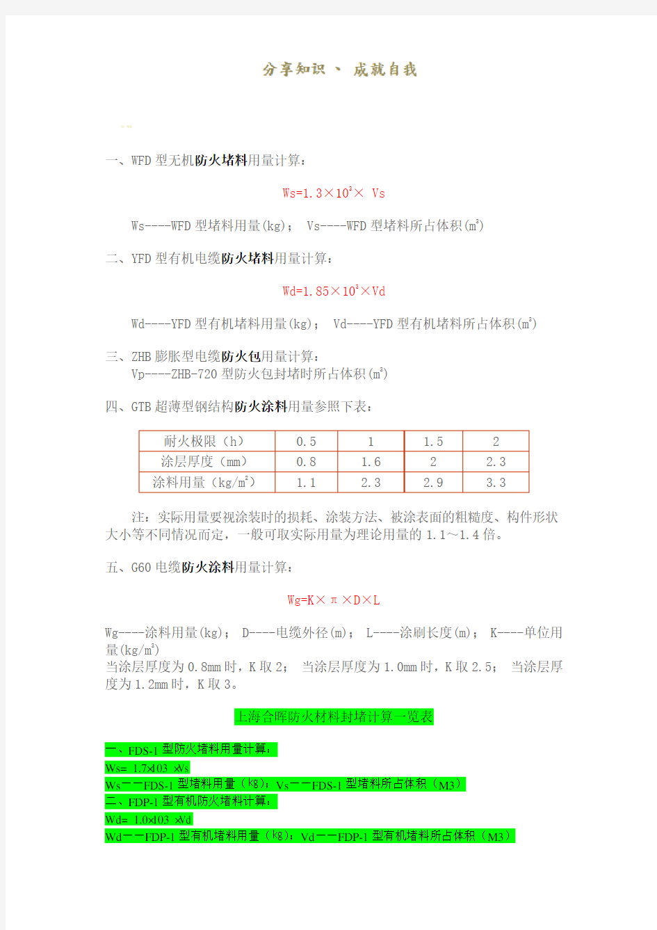 防火堵料的计算方法