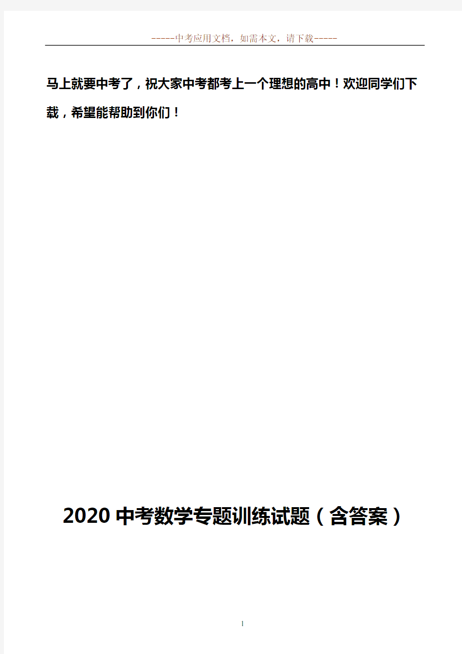 2020中考数学专题训练试题(含答案)