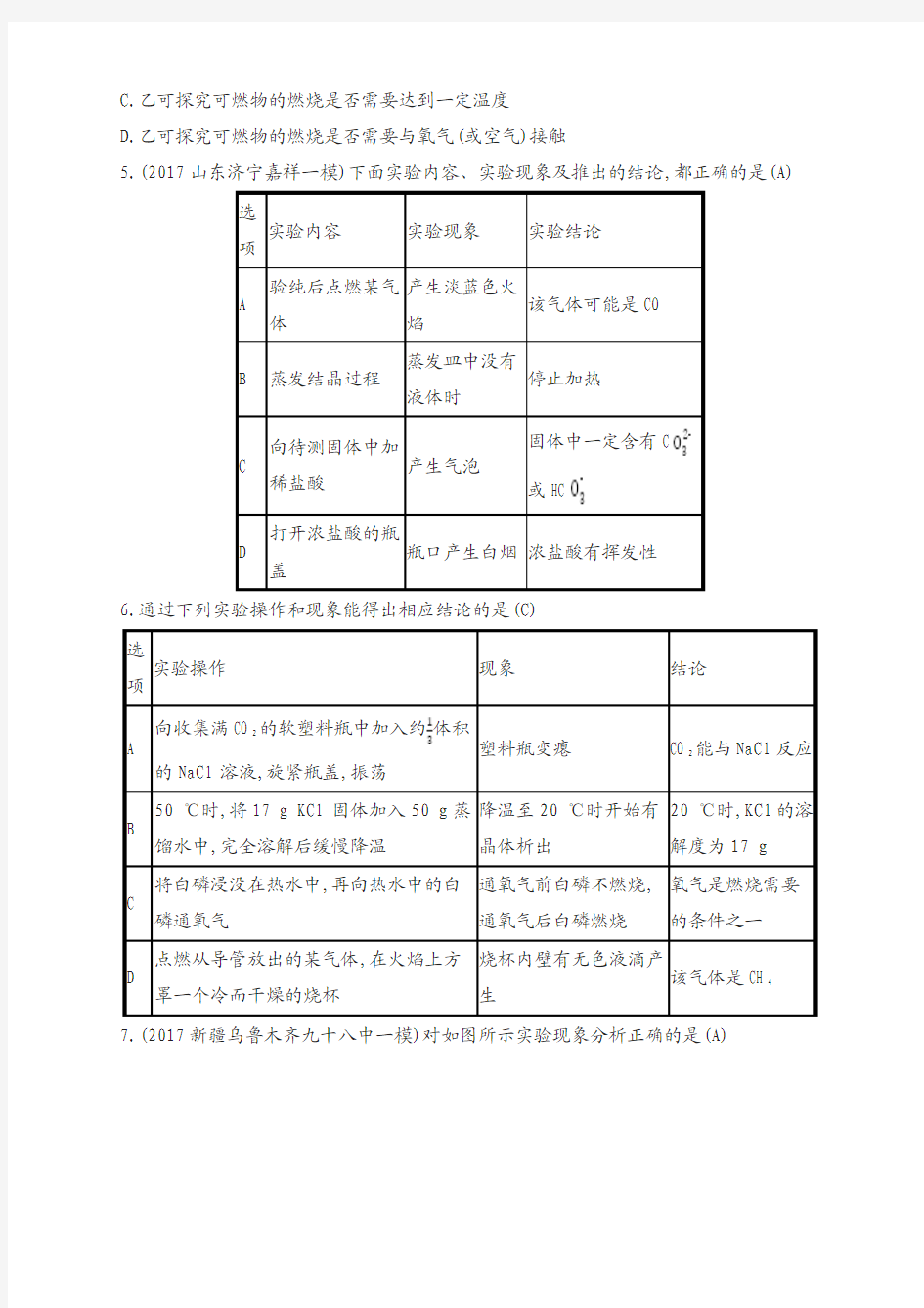 2018年中考化学复习专题突破训练：专题检测十九 科学探究题