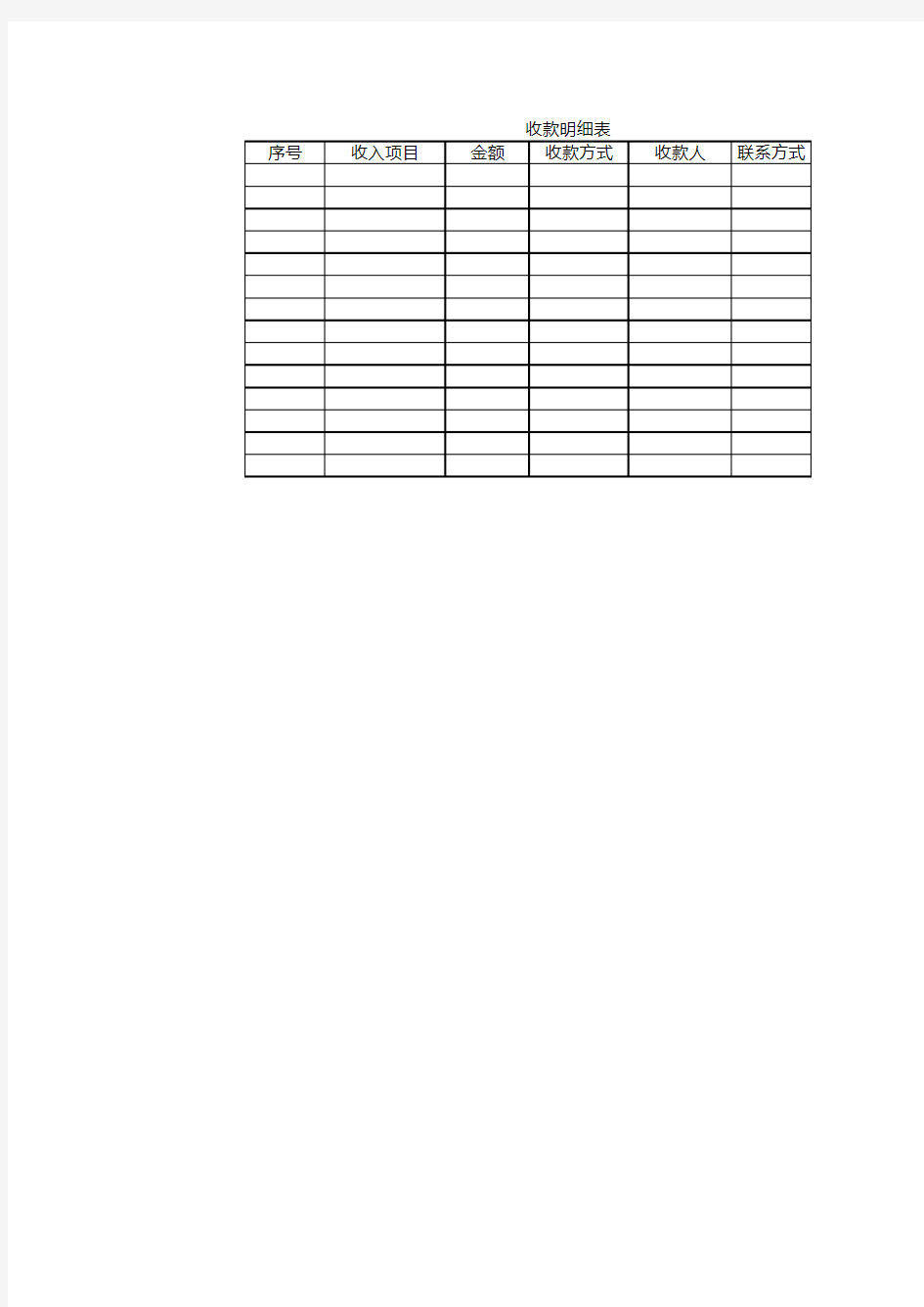 财务收款明细表
