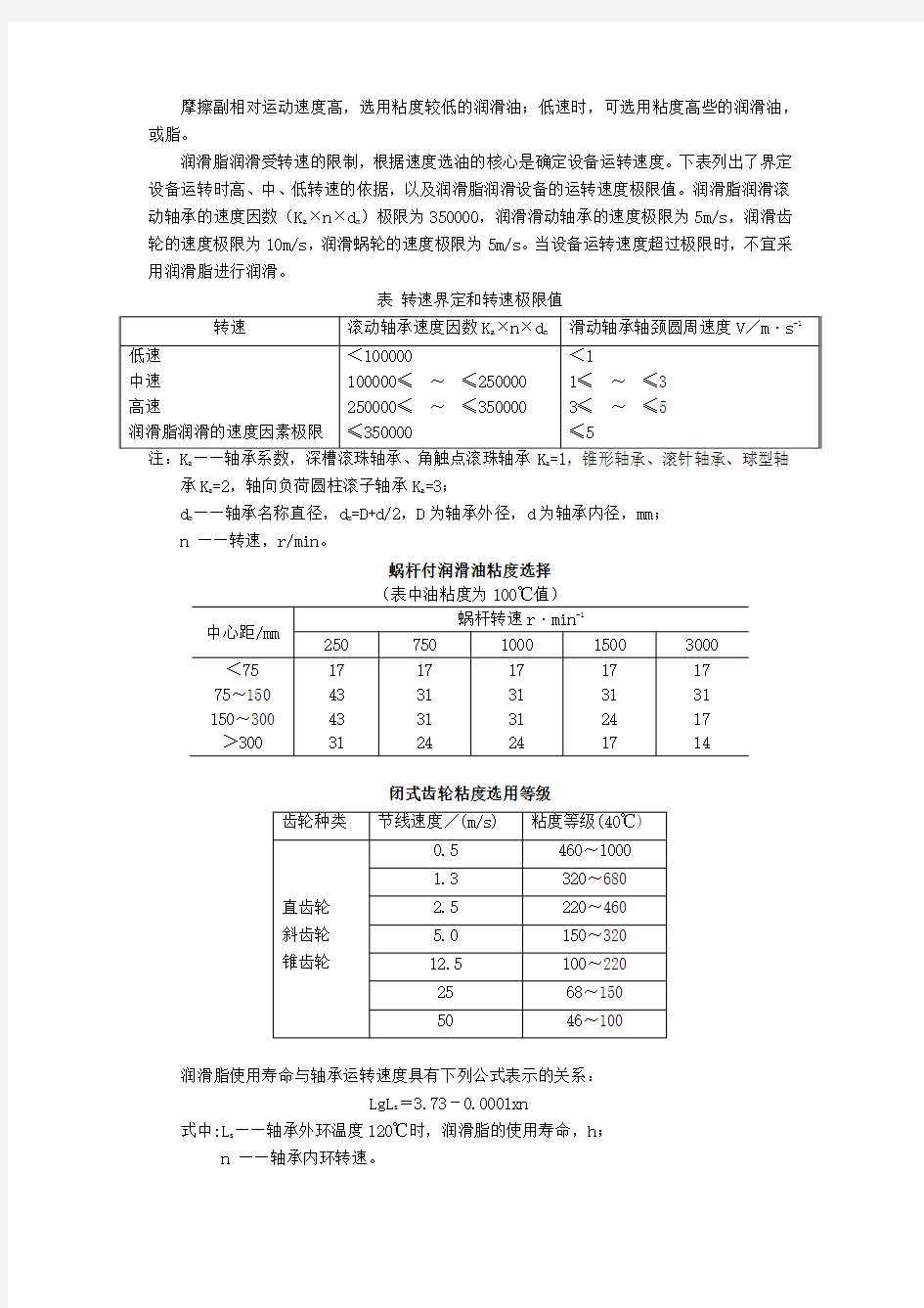 润滑油的选择依据