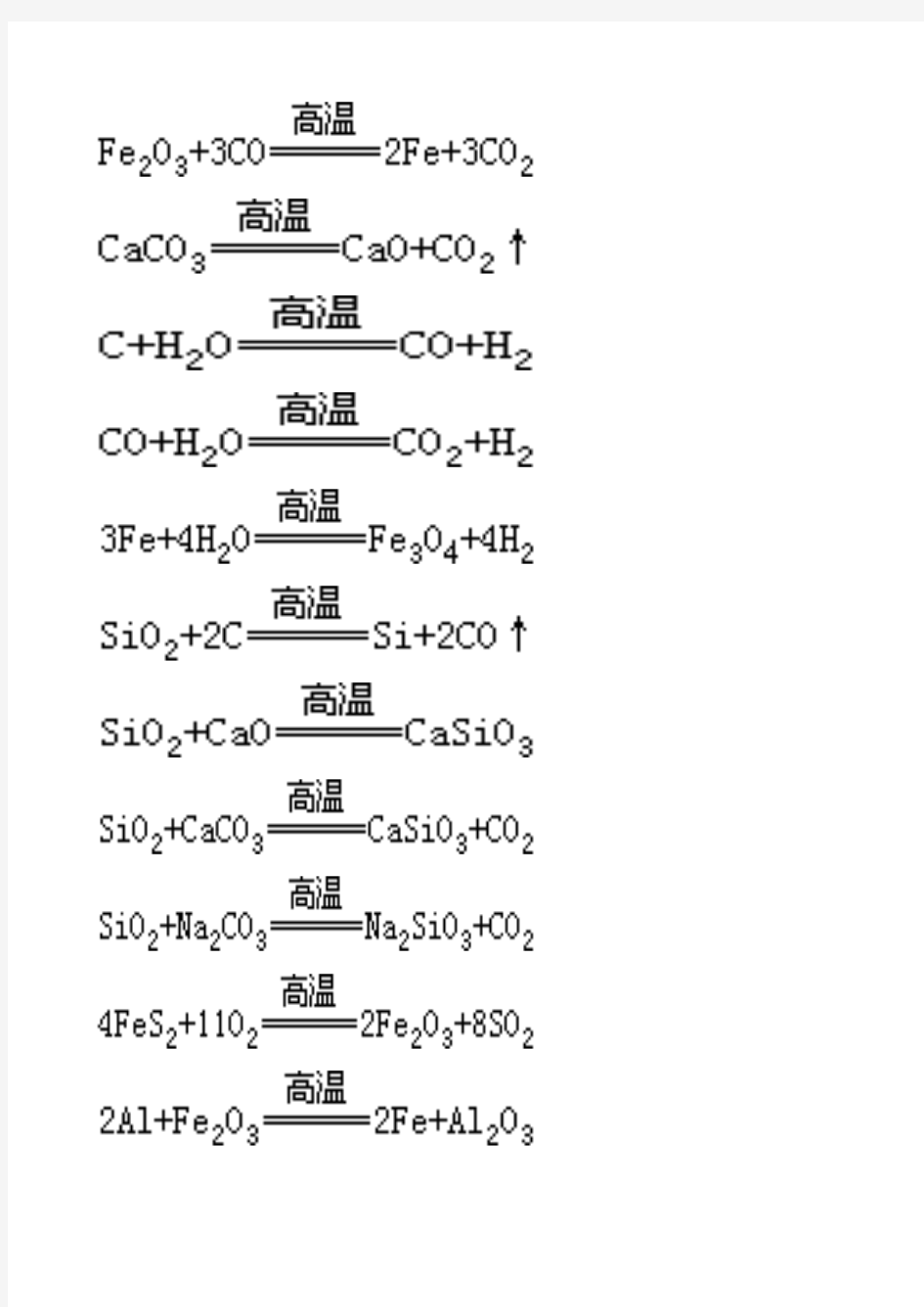 高中化学—特殊反应方程式