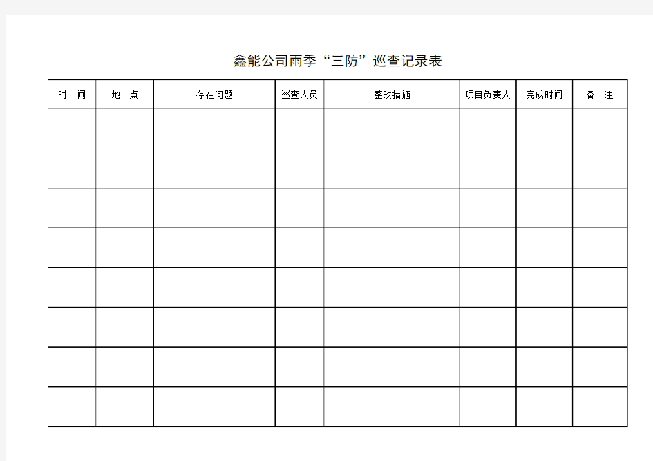 雨季三防巡查记录表