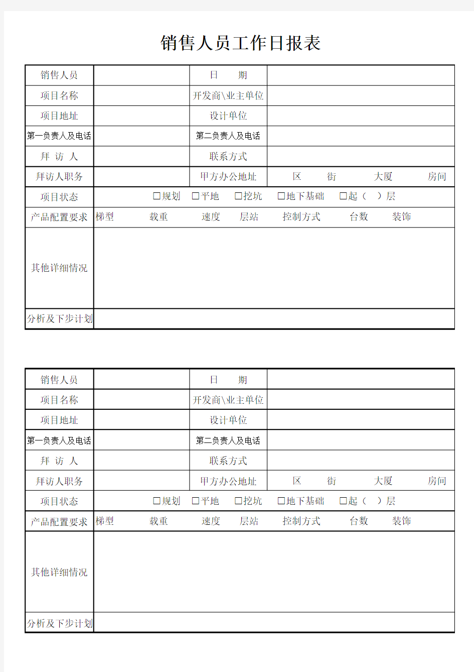 销售日报表格式