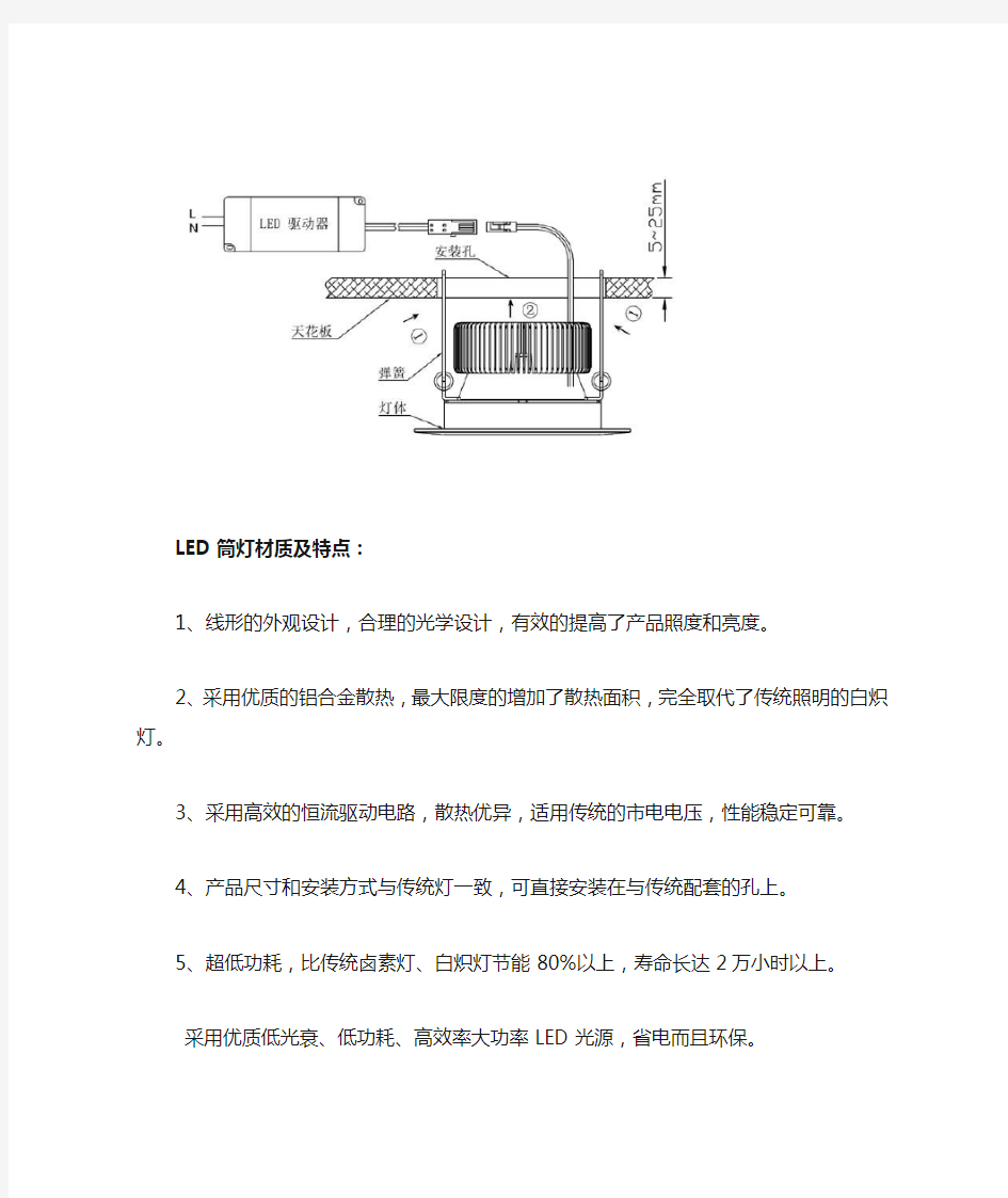 led筒灯产品规格说明书