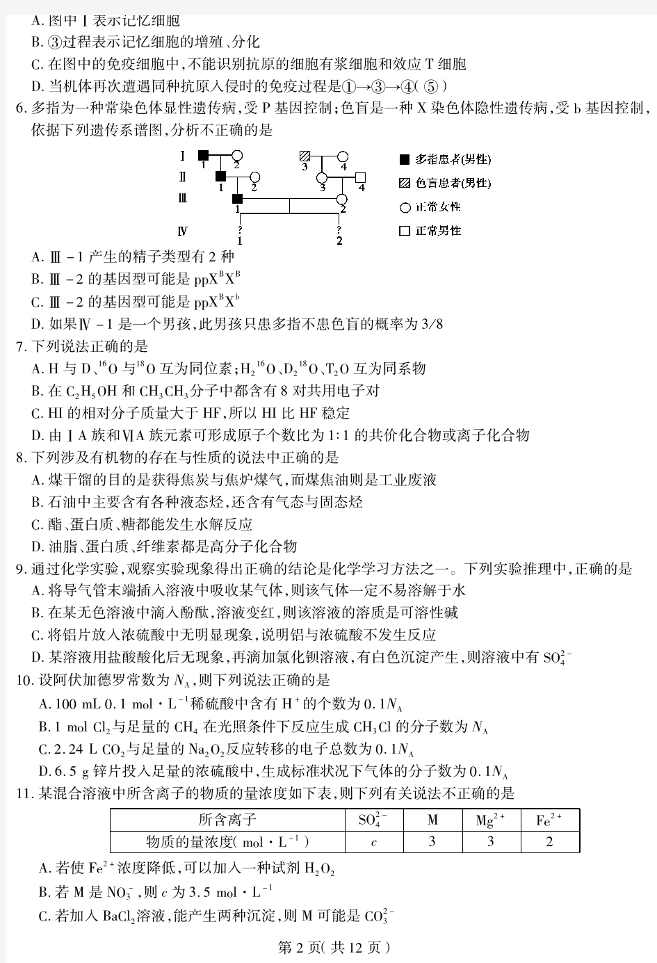 天星高考押题密卷-理综