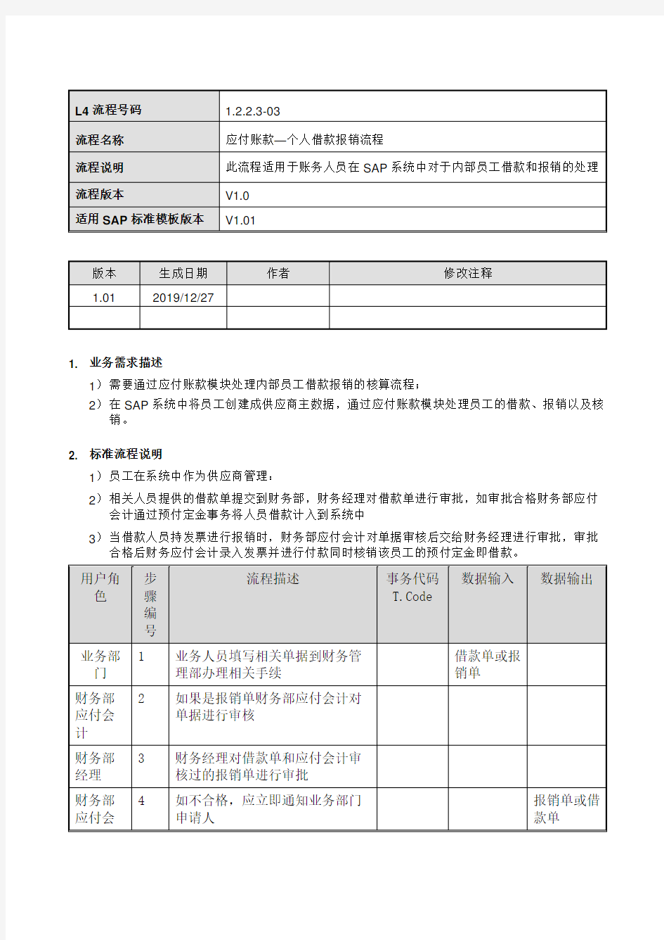 员工借款及报销业务处理流程