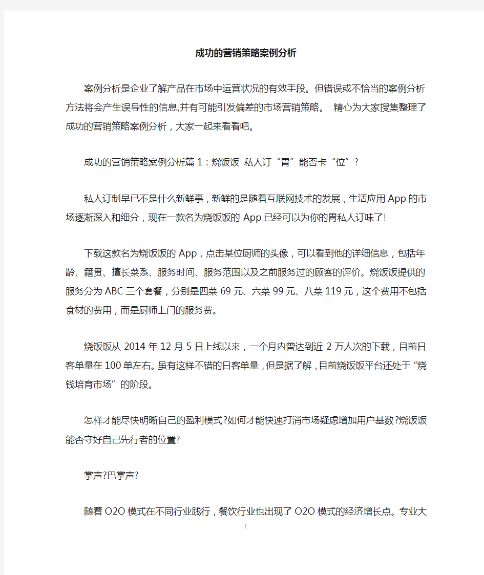 成功的营销策略案例分析