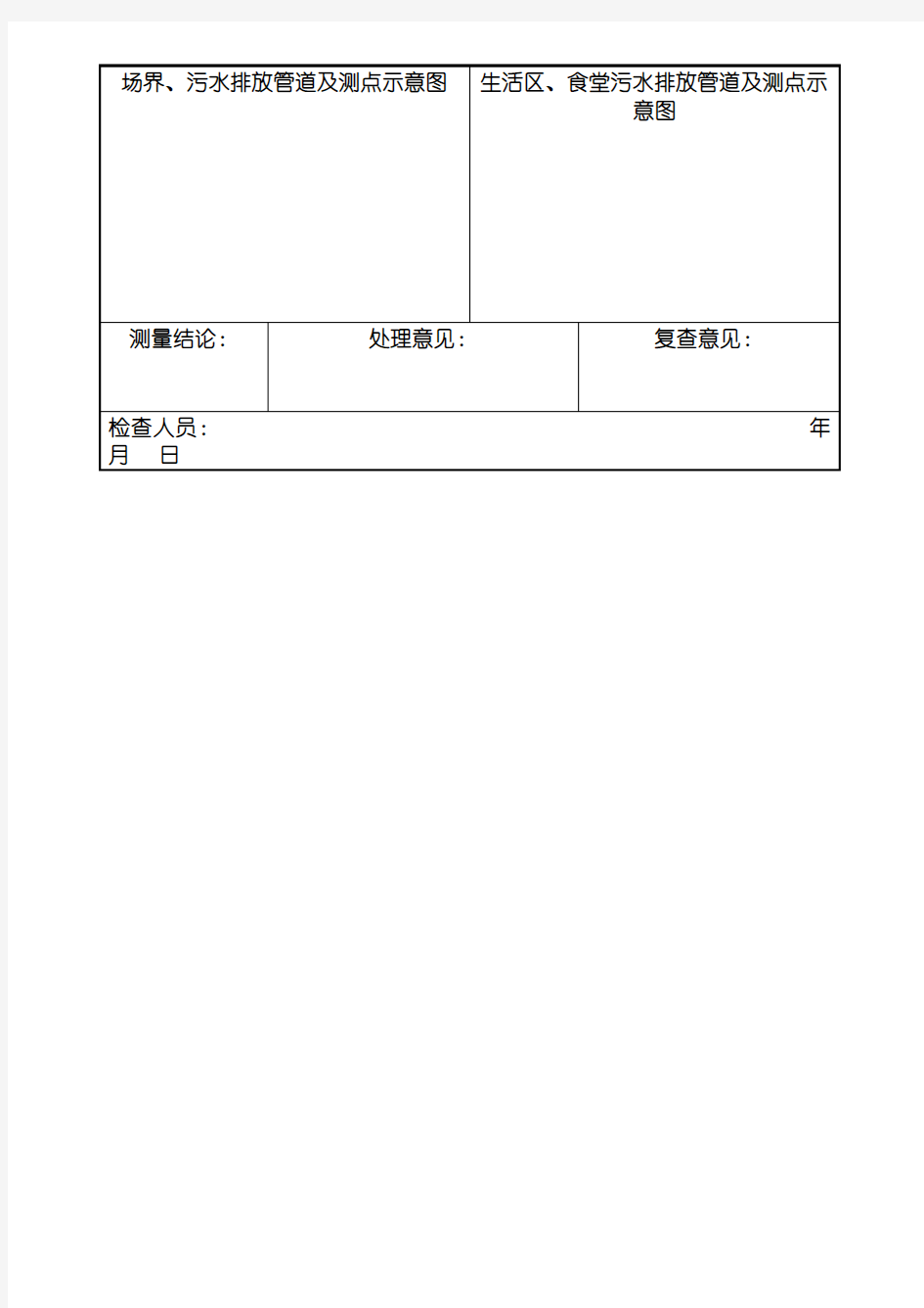 污水排放检查记录表格模板