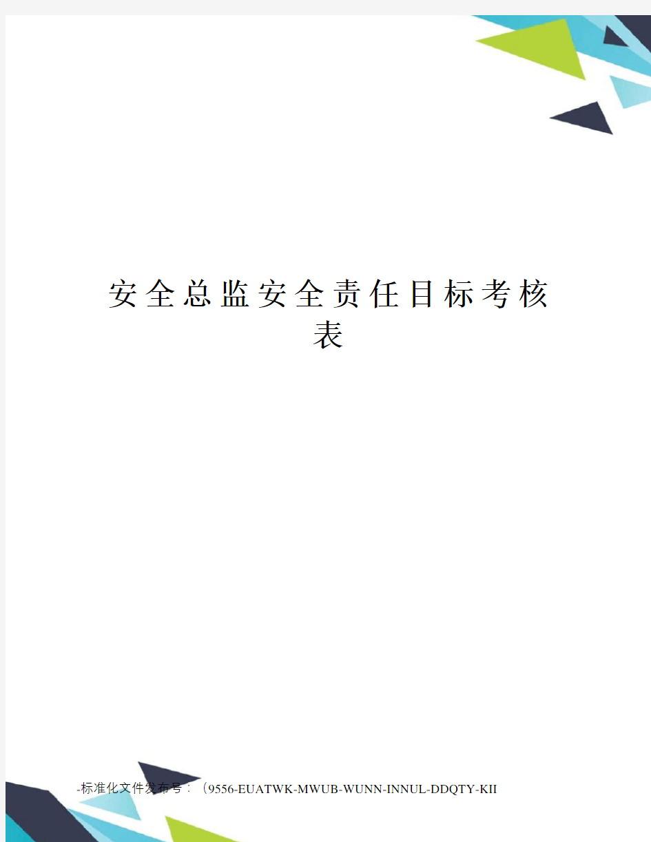 安全总监安全责任目标考核表