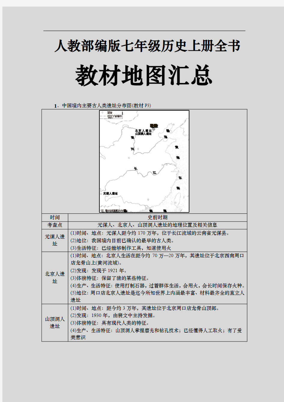 人教部编版七年级历史上册全书教材地图汇总